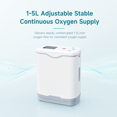 Low Noise 1-5L Adjustable Continuous Flow Portable Oxygen Concentrator with Removable Battery Lightweight Travel Oxygen Machine HCN-5B