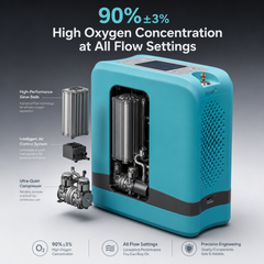 Lightweight Mini Size Quiet 1-7L Adjustable Pulse Portable Oxygen Concentrator With Carry Bag and 5 Hours Battery For Travel Use 96% Purity 1006S