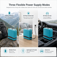 Lightweight Mini Size Quiet 1-7L Adjustable Pulse Portable Oxygen Concentrator With Carry Bag and 5 Hours Battery For Travel Use 96% Purity 1006S