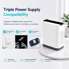 10L&93% Continuous and Pulse Flow Portable Oxygen Concentrator with 2-5 Hours Battery For Travel Use POC-10