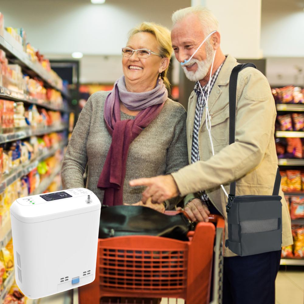 1-6 Settings Adjustable Pulse&Continuous Flow Small Portable Concentrator Oxygen Machine with Rechargeable Battery HCN-06