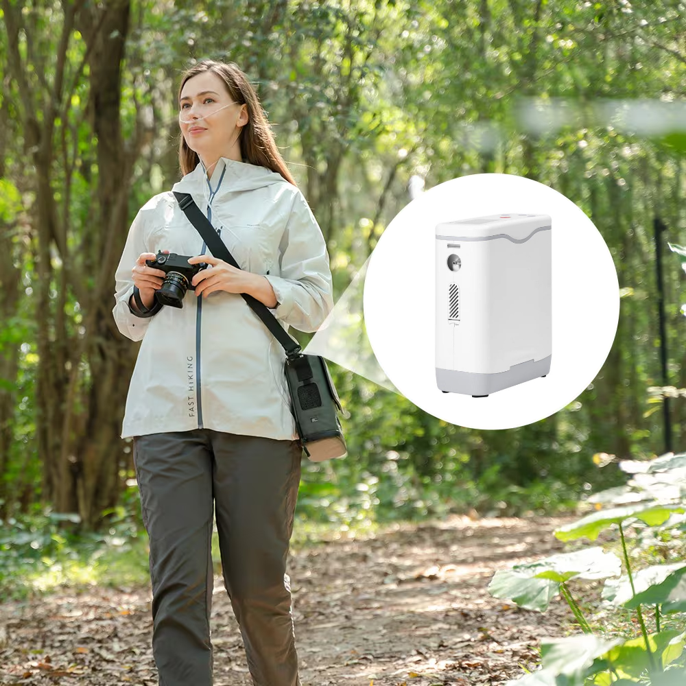 Lightweight 1-5L Adjustable Continuous Flow Portable Oxygen Concentrator with Long Battery Life for Travel Use Oxygen Machine HCN-5B