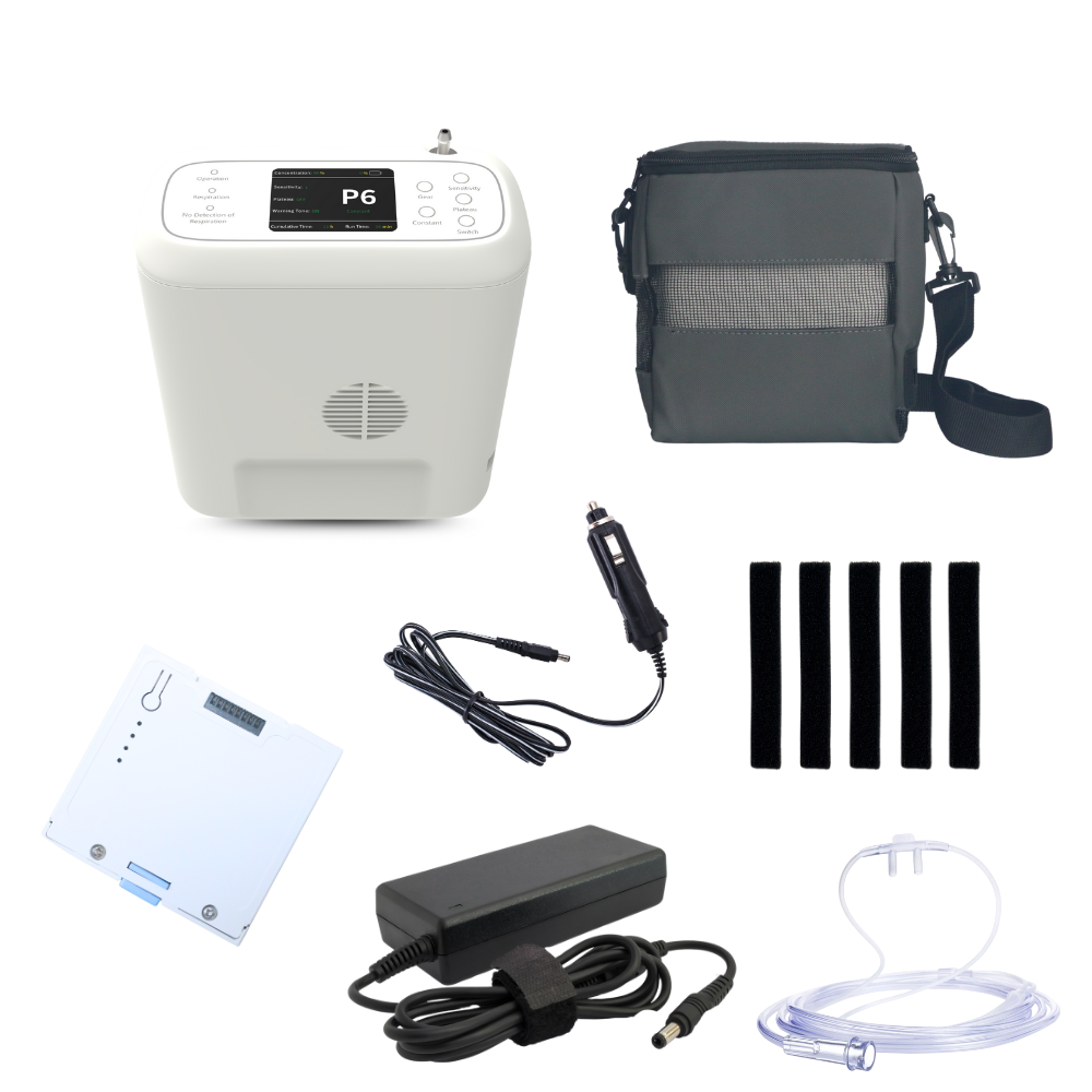 1-6 Settings Adjustable Pulse&Continuous Flow Small Portable O2 Concentrator Oxygen Generator with Rechargeable Battery HCN-06