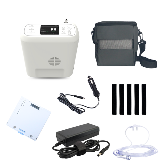 1-6 Settings Adjustable Pulse&Continuous Flow Small Portable O2 Concentrator Oxygen Generator with Rechargeable Battery HCN-06