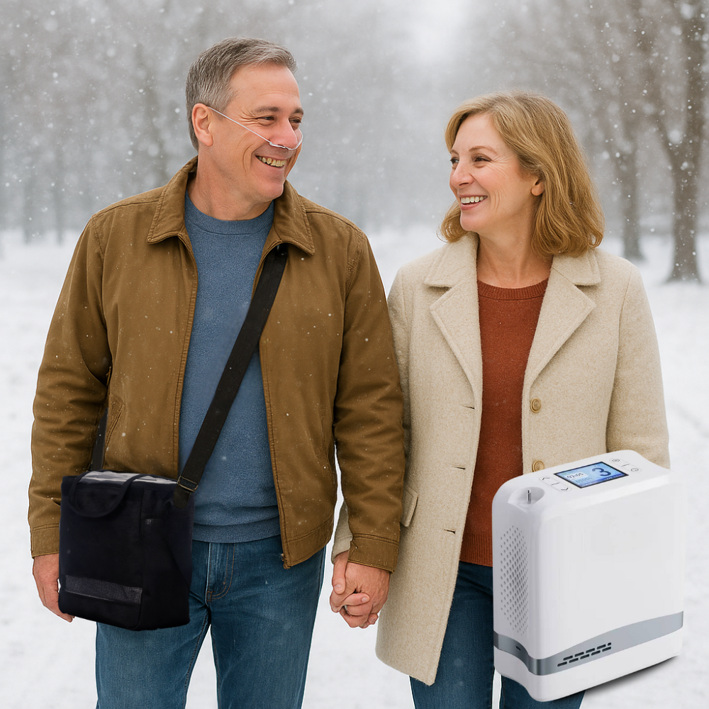 1-7L Portable Battery Oxygen Concentrator Pulse Flow with 90% High Purity for Travel Use - 1007S