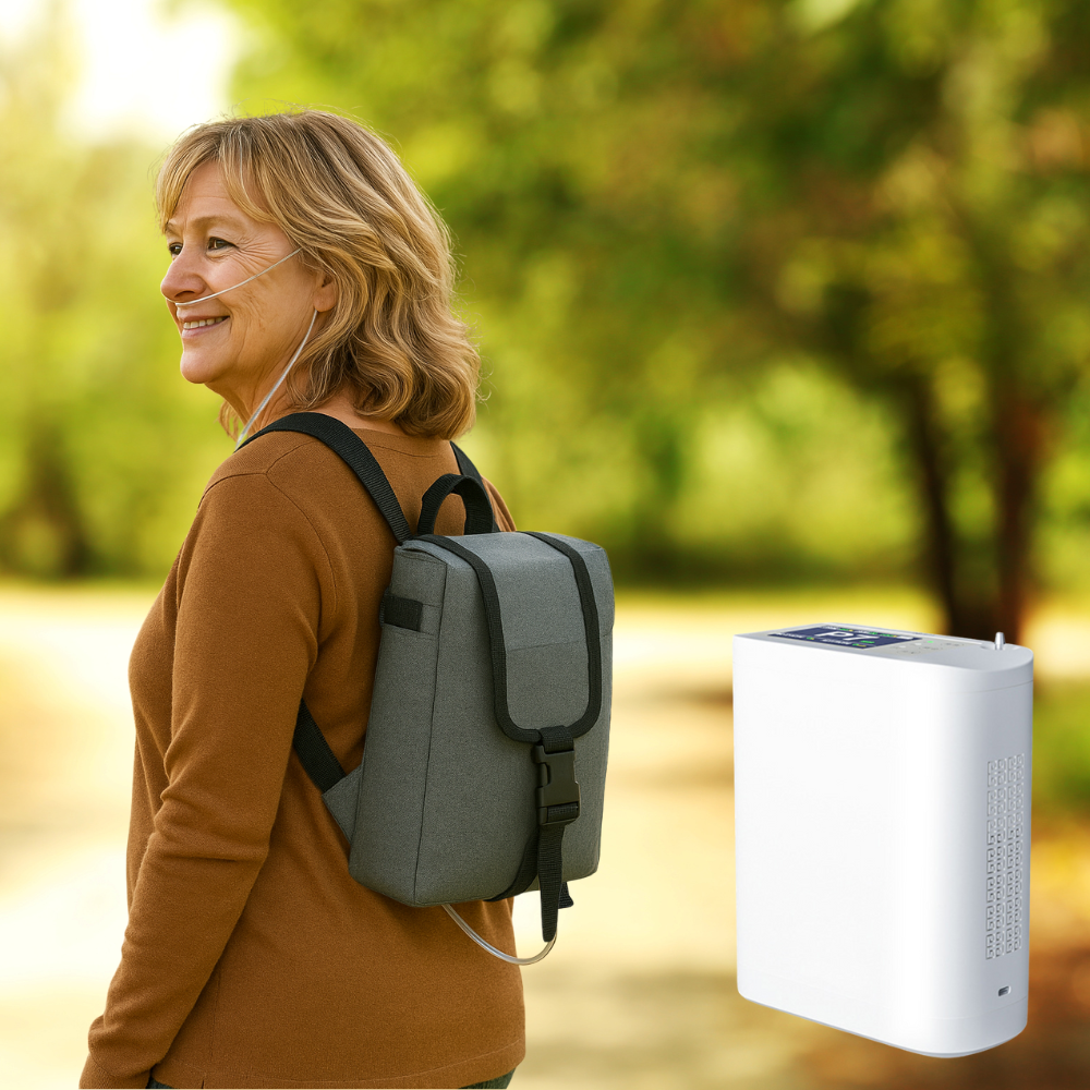 Small 8L Portable Battery Oxygen Concentrator Two Flow Modes Low Noise Work All Night Continuously POC-08
