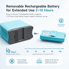 Lightweight Mini Size Quiet 1-7L Adjustable Pulse Portable Oxygen Concentrator With Carry Bag and 5 Hours Battery For Travel Use 96% Purity 1006S