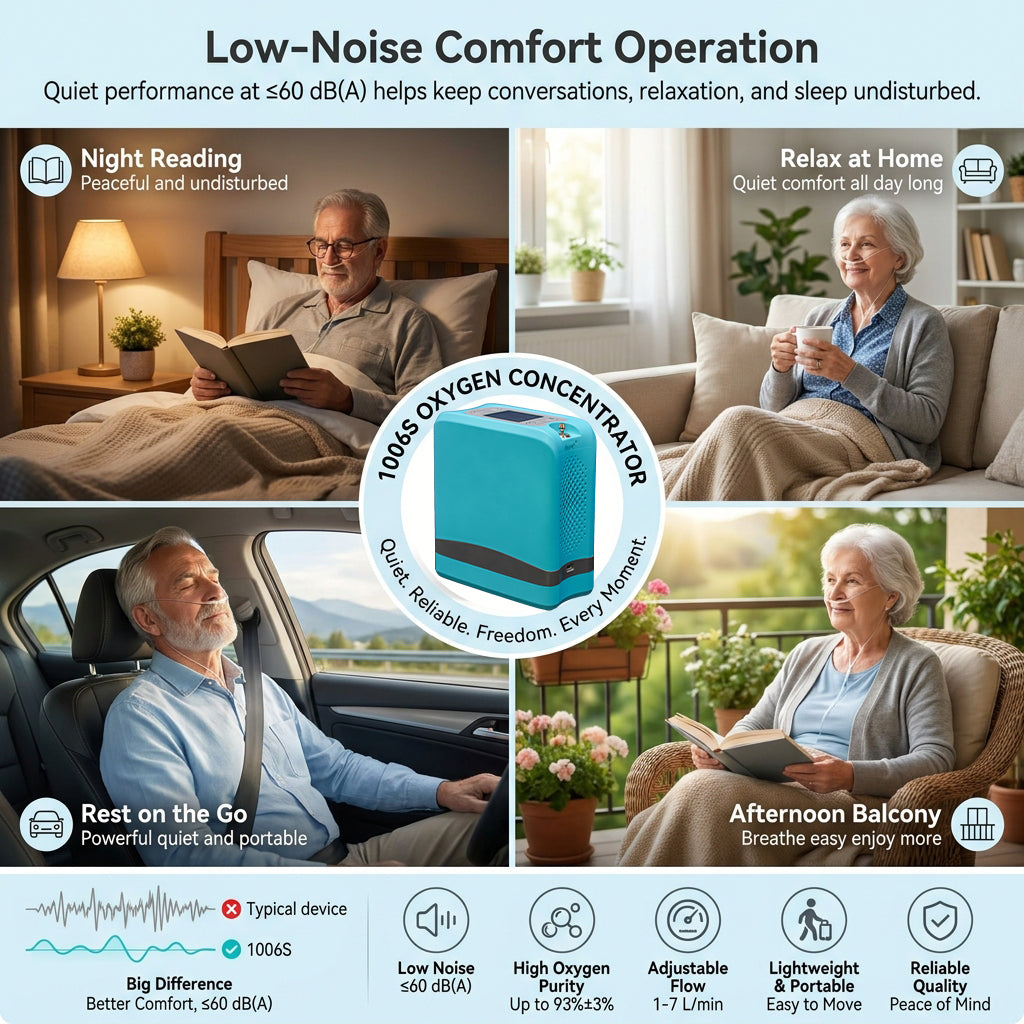 Lightweight Mini Size Quiet 1-7L Adjustable Pulse Portable Oxygen Concentrator With Carry Bag and 5 Hours Battery For Travel Use 96% Purity 1006S