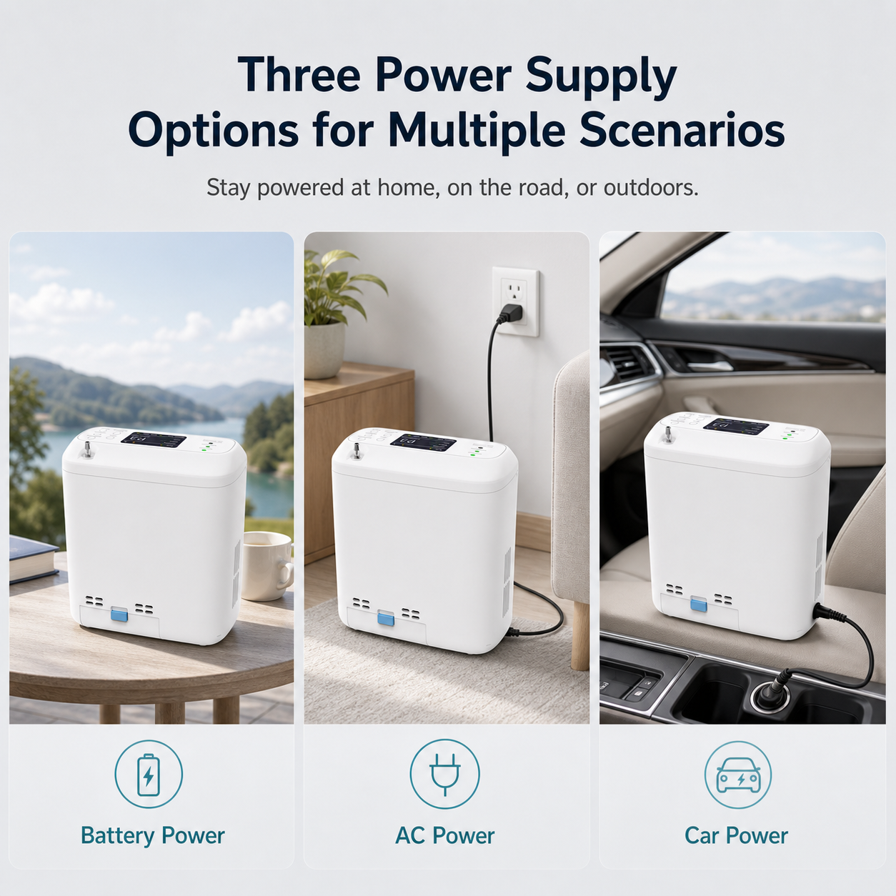 1-6 Settings Adjustable Pulse&Continuous Flow Small Portable Concentrator Oxygen Machine with Rechargeable Battery HCN-06