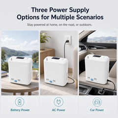 1-6 Settings Adjustable Pulse&Continuous Flow Small Portable Concentrator Oxygen Machine with Rechargeable Battery HCN-06