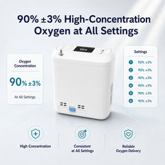 1-6 Settings Adjustable Pulse&Continuous Flow Small Portable Concentrator Oxygen Machine with Rechargeable Battery HCN-06