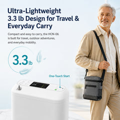 1-6 Settings Adjustable Pulse&Continuous Flow Small Portable Concentrator Oxygen Machine with Rechargeable Battery HCN-06