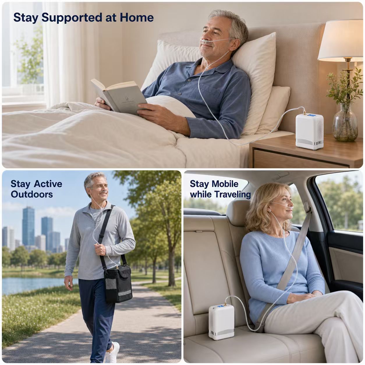 1-7L Adjustable Portable 4 Hours Battery Oxygen Concentrator with 90% High Purity - 1007S