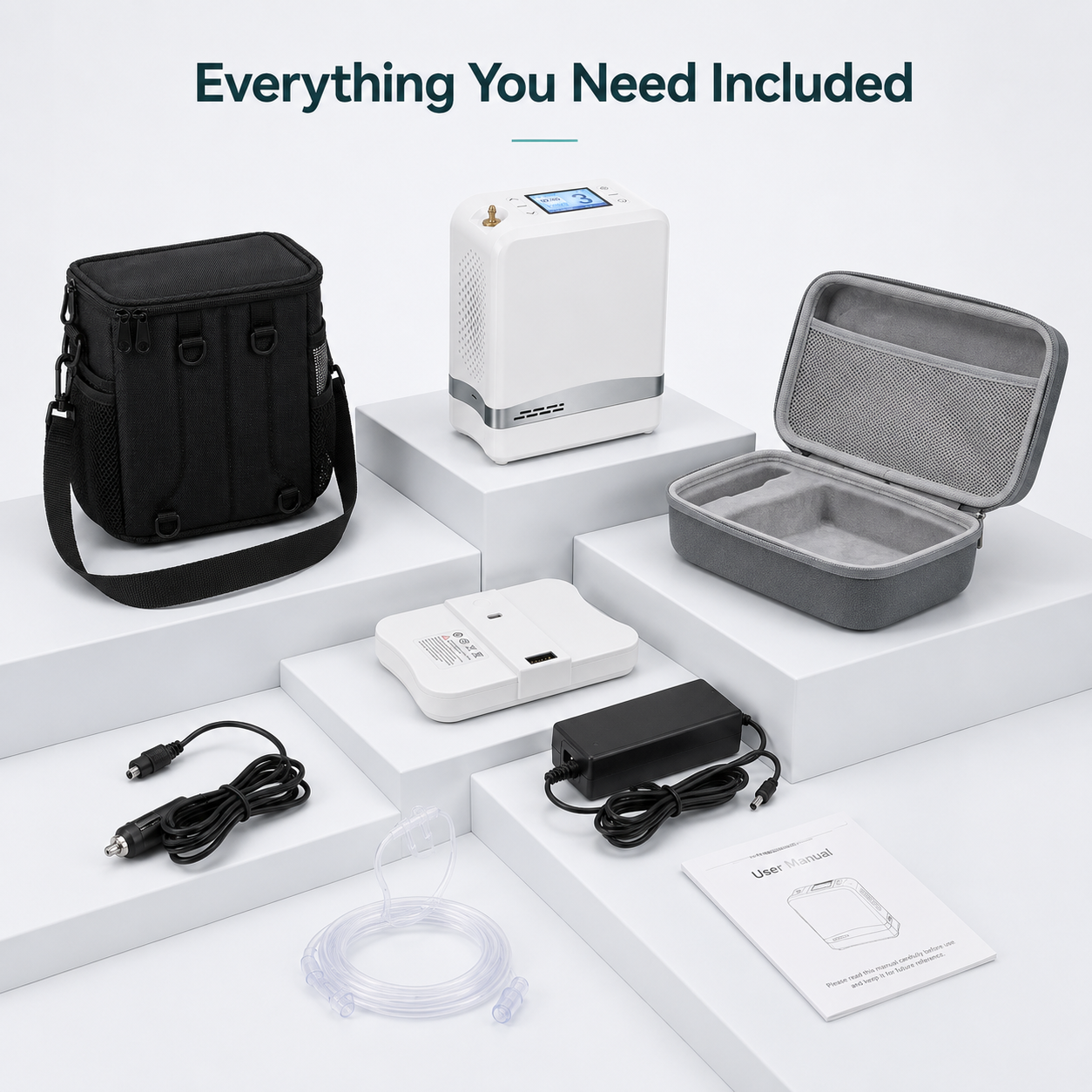 1-7L Portable 5 Hours Battery Oxygen Concentrator with 90% High Purity for Outdoor Use - 1007S