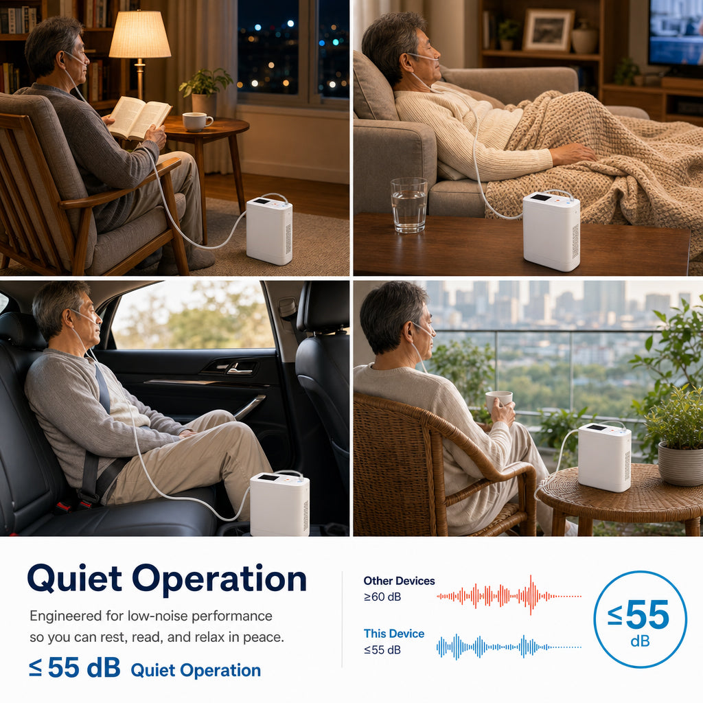2026 New Small 1-8L Continuous&Pulse Flow Portable Oxygen Concentrator with 5.5 Hours Battery POC-08