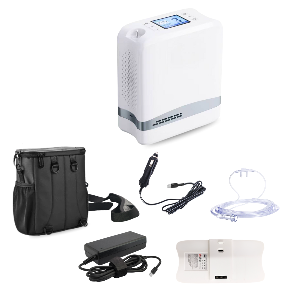 1-7L Portable Battery Oxygen Concentrator Pulse Flow with 90% High Purity for Travel Use - 1007S