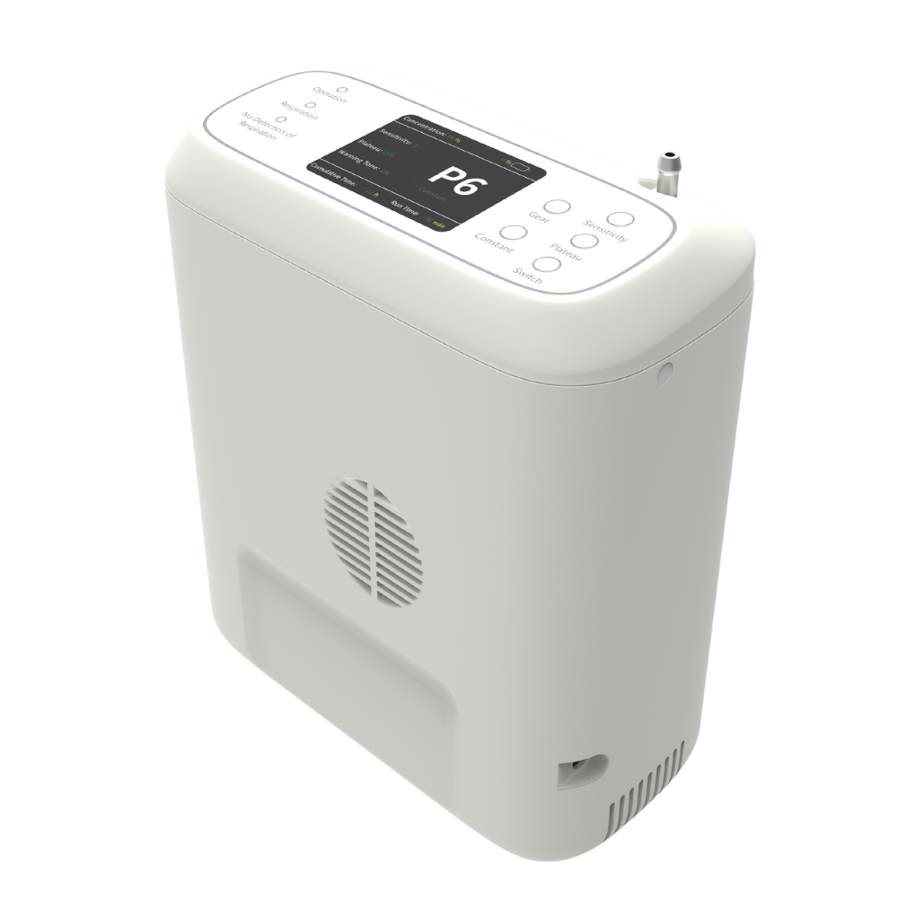 1-6 Settings Adjustable Pulse&Continuous Flow Small Portable O2 Concentrator Oxygen Generator with Rechargeable Battery HCN-06