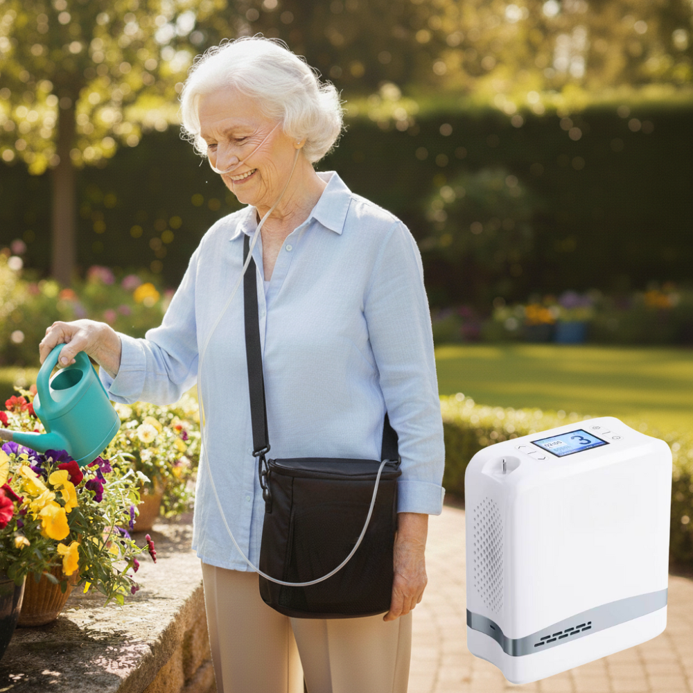 Lightweight 7L Portable Oxygen Concentrator with 5 Hours Battery for Outdoor Use - 1007S