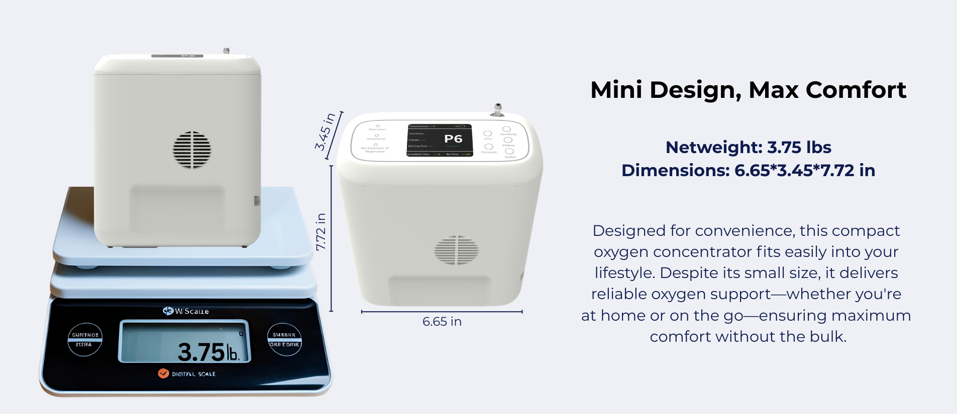 1-6L Adjustable Pulse&Continuous Flow Portable Oxygen Concentrator with Battery for Outdoor Use HCN-06